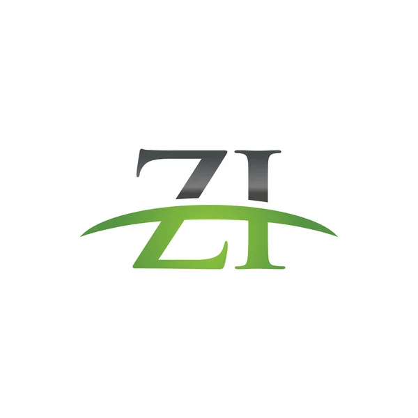 Αρχικό γράμμα πράσινο Zi swoosh λογότυπο swoosh λογότυπο — Διανυσματικό Αρχείο