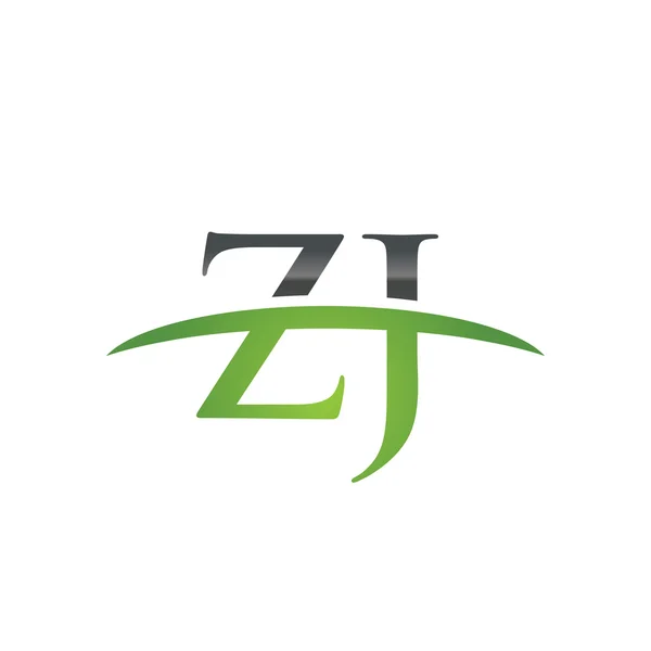 Eerste brief Zj groen swoosh logo swoosh logo — Stockvector