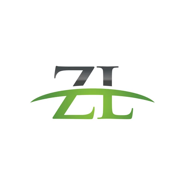 Eerste brief Zl groen swoosh logo swoosh logo — Stockvector