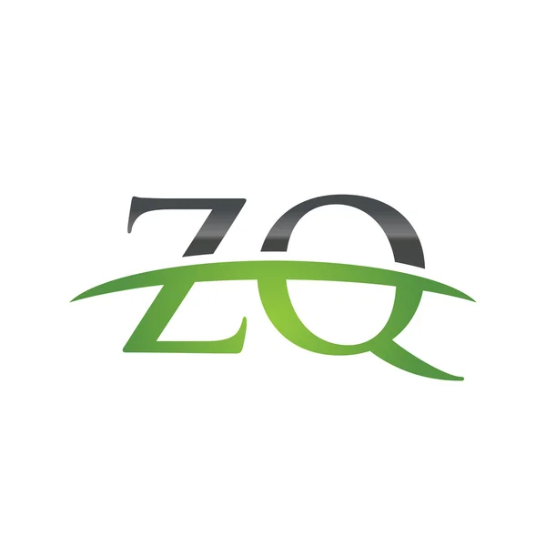 Počáteční písmeno Zq zelené swoosh logo swoosh logo — Stockový vektor