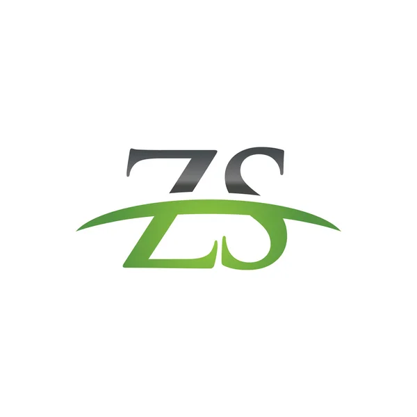 Lettera iniziale ZS logo swoosh verde logo swoosh — Vettoriale Stock