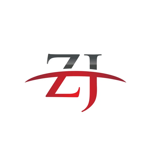Literą Zj czerwonym logo swoosh swoosh logo — Wektor stockowy