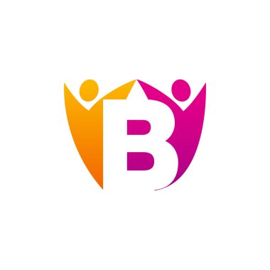 B ilk alfabe harf logo çalışması ile swoosh adam, Turuncu pembe