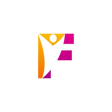 F ilk alfabe harf logo swoosh adam, Turuncu pembe 