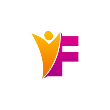 F ilk alfabe harf logo swoosh adam, Turuncu pembe 