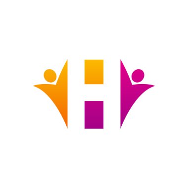 H ilk alfabe harf logo çalışması ile swoosh adam, Turuncu pembe