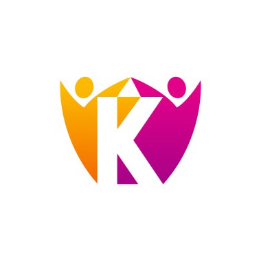 K ilk alfabe harf logo çalışması ile swoosh adam, Turuncu pembe