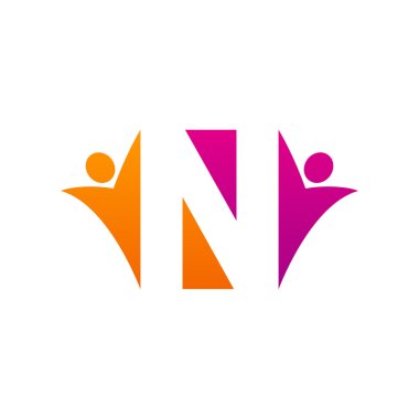 N ilk alfabe harf logo çalışması ile swoosh adam, Turuncu pembe