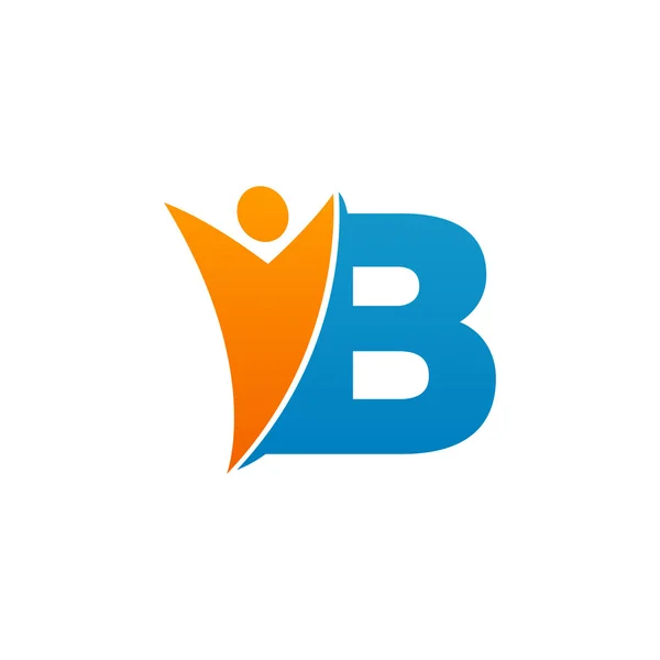 B ilk alfabe harf logo swoosh adam, turuncu mavi — Stok Vektör