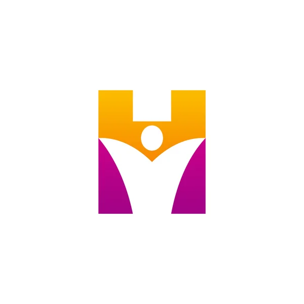 Swoosh adam, Turuncu pembe ile H ilk alfabe harf logo — Stok Vektör