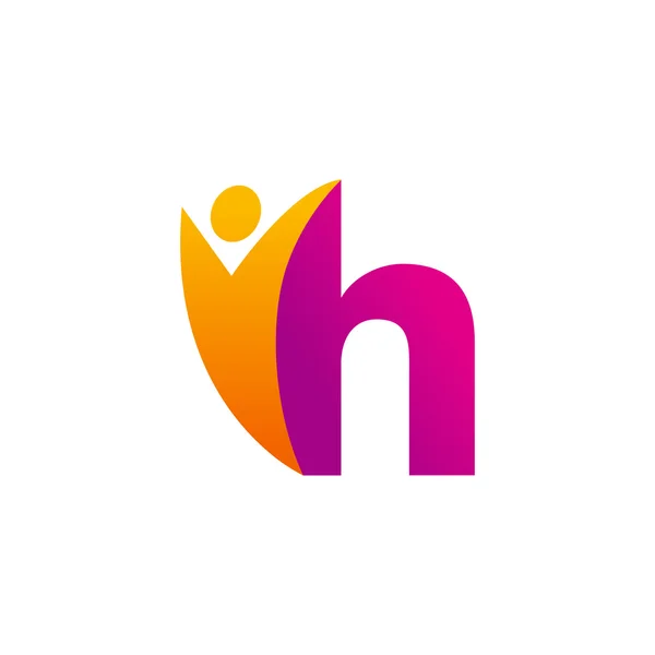 Swoosh adam, Turuncu pembe ile H ilk alfabe harf logo — Stok Vektör