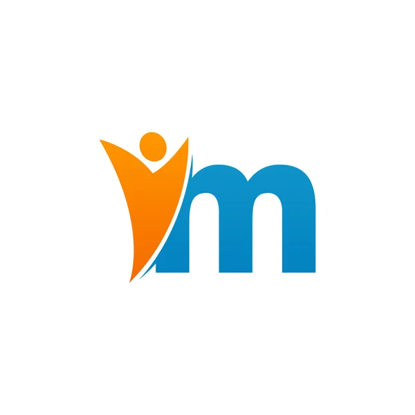 M ilk alfabe harf logo swoosh adam, turuncu mavi — Stok Vektör