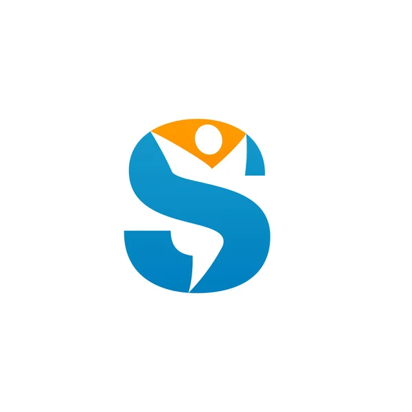 S lettre alphabet initiale logo avec swoosh homme, orange bleu — Image vectorielle