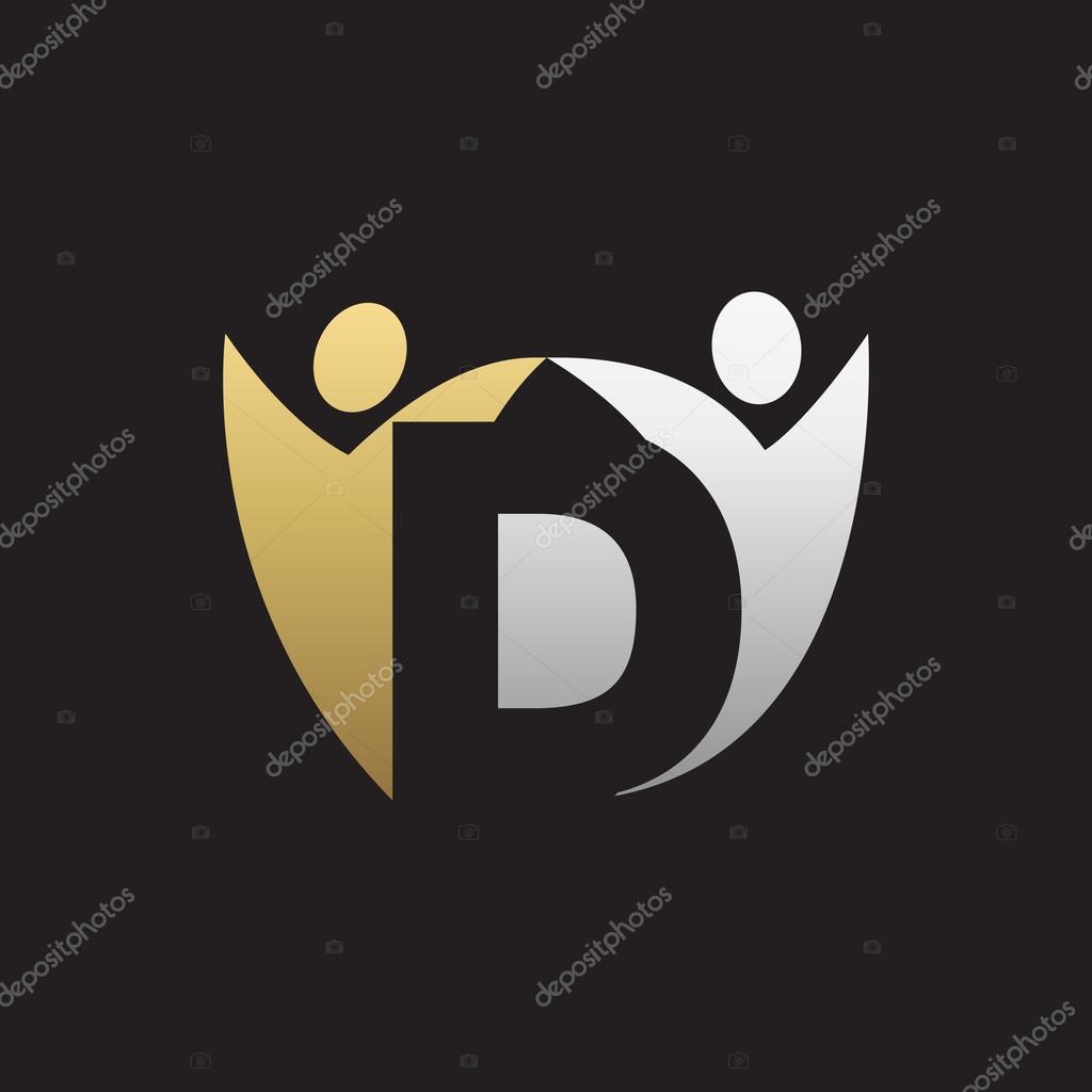 D 初始字母表字母标志与团队合作旋风银金黑色背景的人 图库矢量图像 C Ariefpro D 初始字母表字母标志与团队合作旋风银金黑色背景的人 图库矢量图像 C Ariefpro