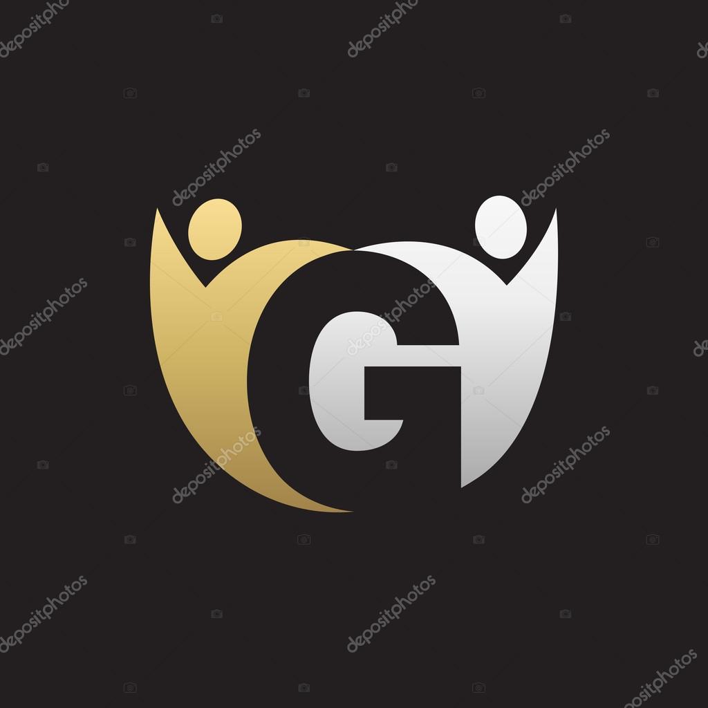 G 字母字母标志与团队合作旋风银金黑色背景的人 图库矢量图像 C Ariefpro G 字母字母标志与团队合作旋风银金黑色背景的人 图库矢量图像 C Ariefpro