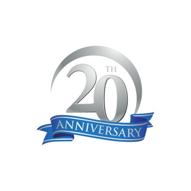 20th anniversary ring logo blue ribbon clipart