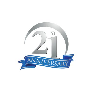 21 yıl dönümü yüzük logosu mavi şerit
