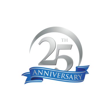 25 yıldönümü yüzük logosu mavi şerit