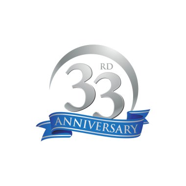 33 yıl dönümü yüzük logosu mavi şerit