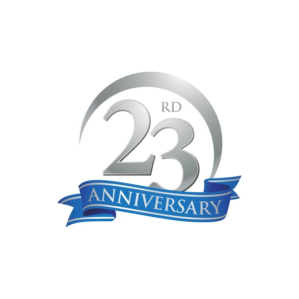 Cinta azul del logotipo del anillo del aniversario 23 — Vector de stock