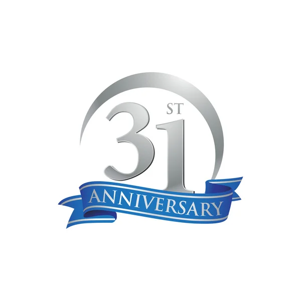 31 anniversario anello logo nastro blu — Vettoriale Stock