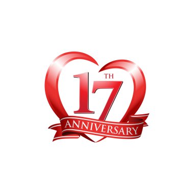 17 yıl dönümü logo kırmızı kalp