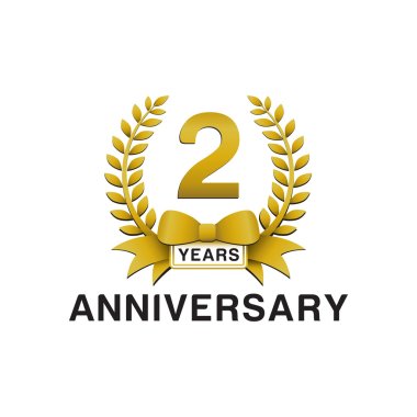2nd anniversary golden wreath logo clipart