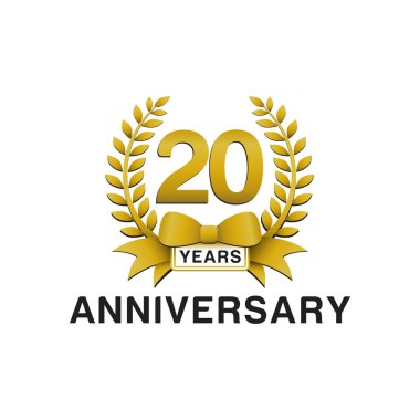 20th anniversary golden wreath logo clipart