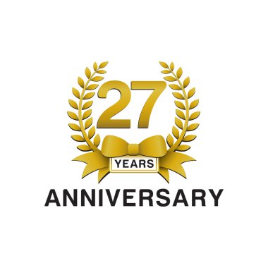 27th anniversary golden wreath logo clipart