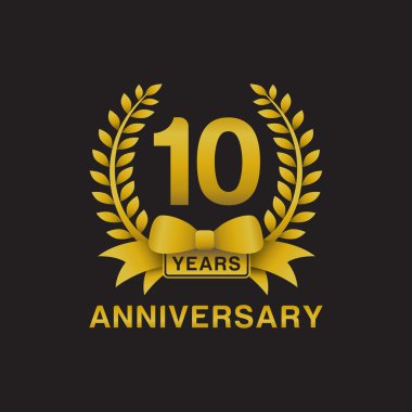 10th yıldönümü altın çelengi logo siyah arka plan