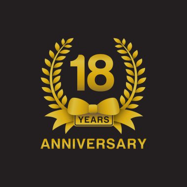 18 yıldönümü altın çelengi logo siyah arka plan