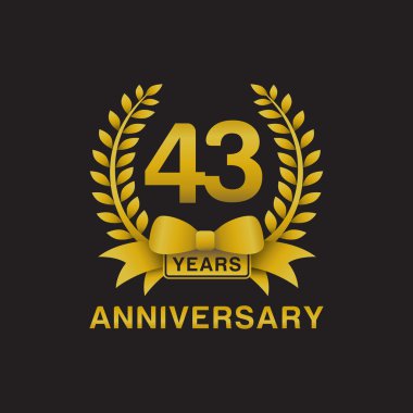 43 yıldönümü altın çelengi logo siyah arka plan