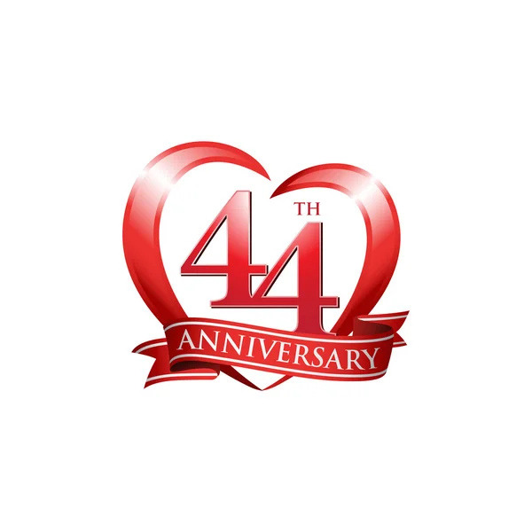 44th anniversary logo red heart — Stock Vector