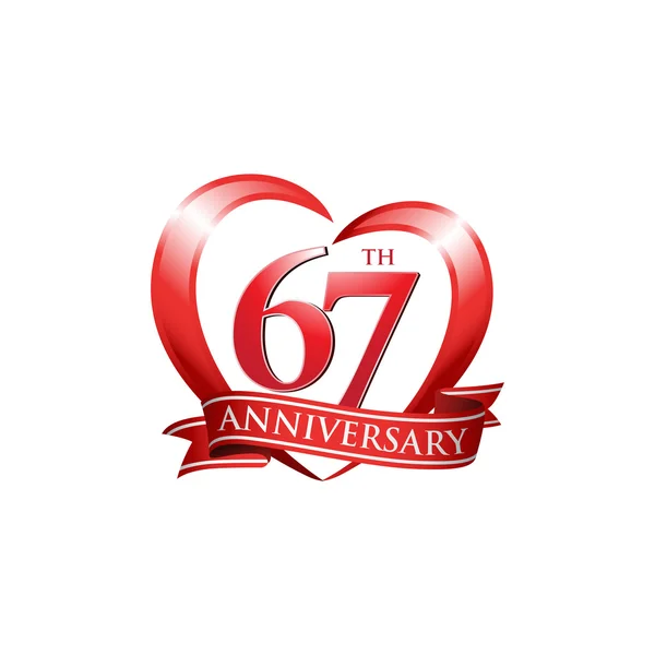 67e verjaardag logo rood hart — Stockvector