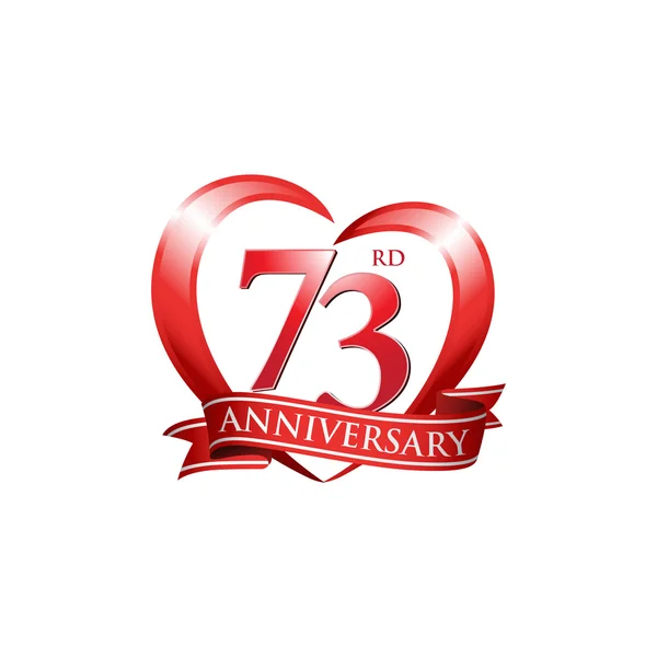 73rd anniversary logo red heart — Stock Vector