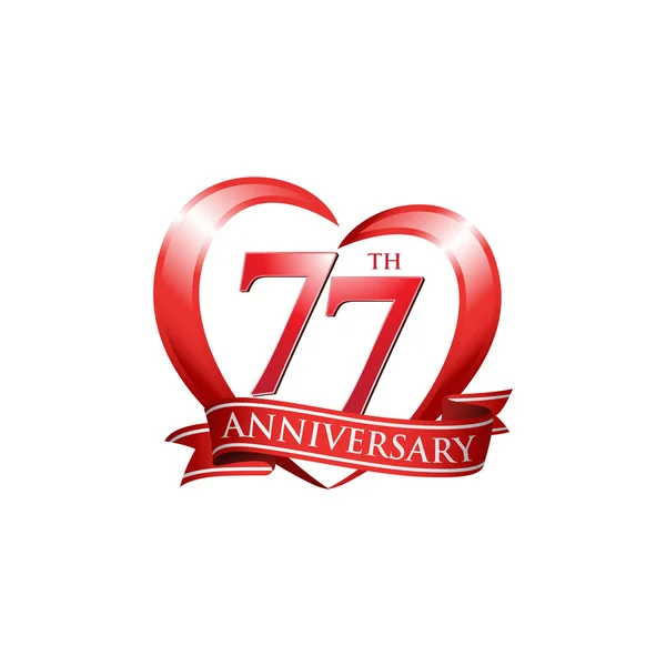 77e anniversaire logo coeur rouge — Image vectorielle