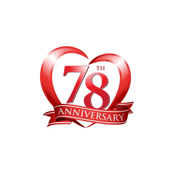 78e verjaardag logo rood hart — Stockvector