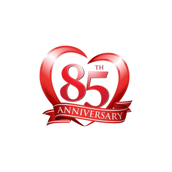 85th anniversary logo red heart — Stock Vector