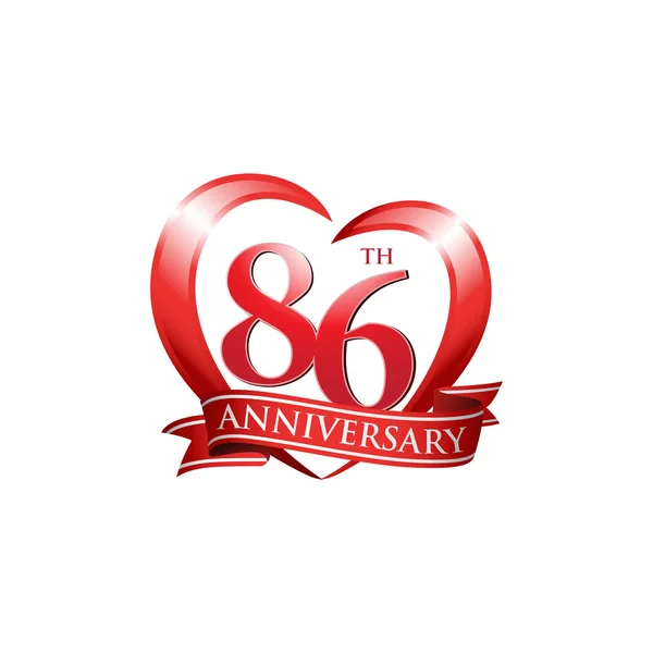 86e anniversaire logo coeur rouge — Image vectorielle