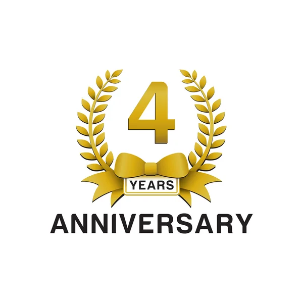 4th anniversary golden wreath logo — Stock Vector