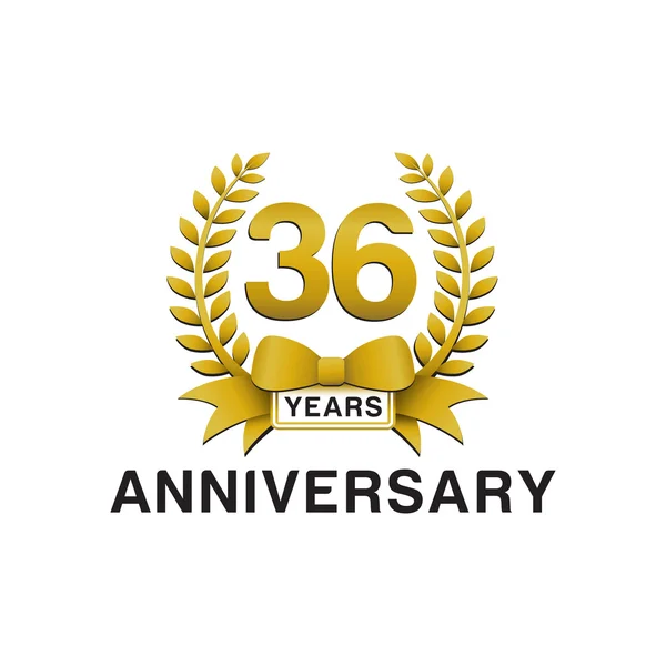 Logo 36 aniversario corona de oro — Archivo Imágenes Vectoriales