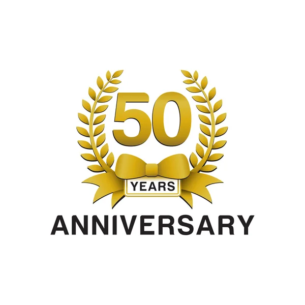 50 anniversario logo corona d'oro — Vettoriale Stock