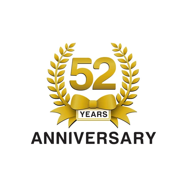 52 aniversario corona de oro logo — Vector de stock