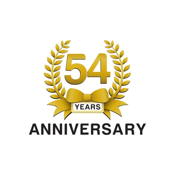 Логотип золотого венка 54-й годовщины — стоковый вектор