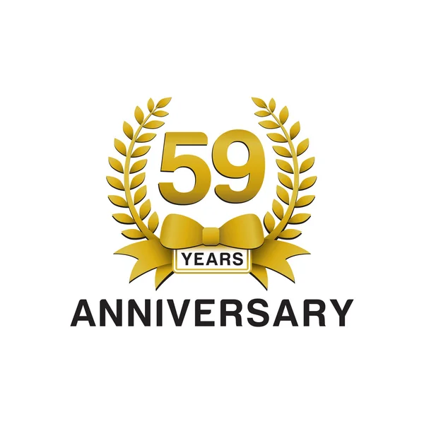 59e anniversaire couronne d'or logo — Image vectorielle