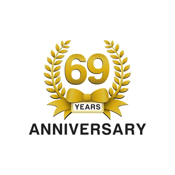 69esimo anniversario logo corona d'oro — Vettoriale Stock
