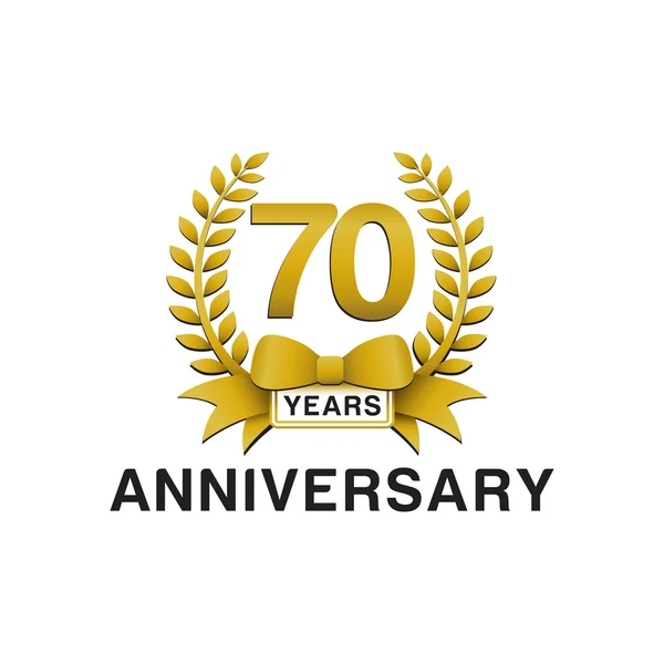 70ste verjaardag gouden krans logo — Stockvector