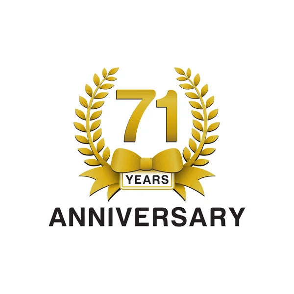 71 aniversário logotipo grinalda dourada —  Vetores de Stock