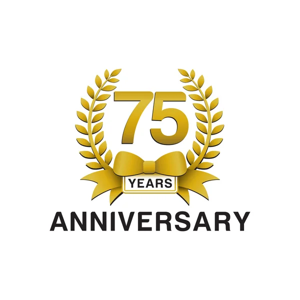 75 周年記念ゴールデン花輪ロゴ — ストックベクタ