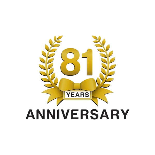 81esimo anniversario logo corona d'oro — Vettoriale Stock